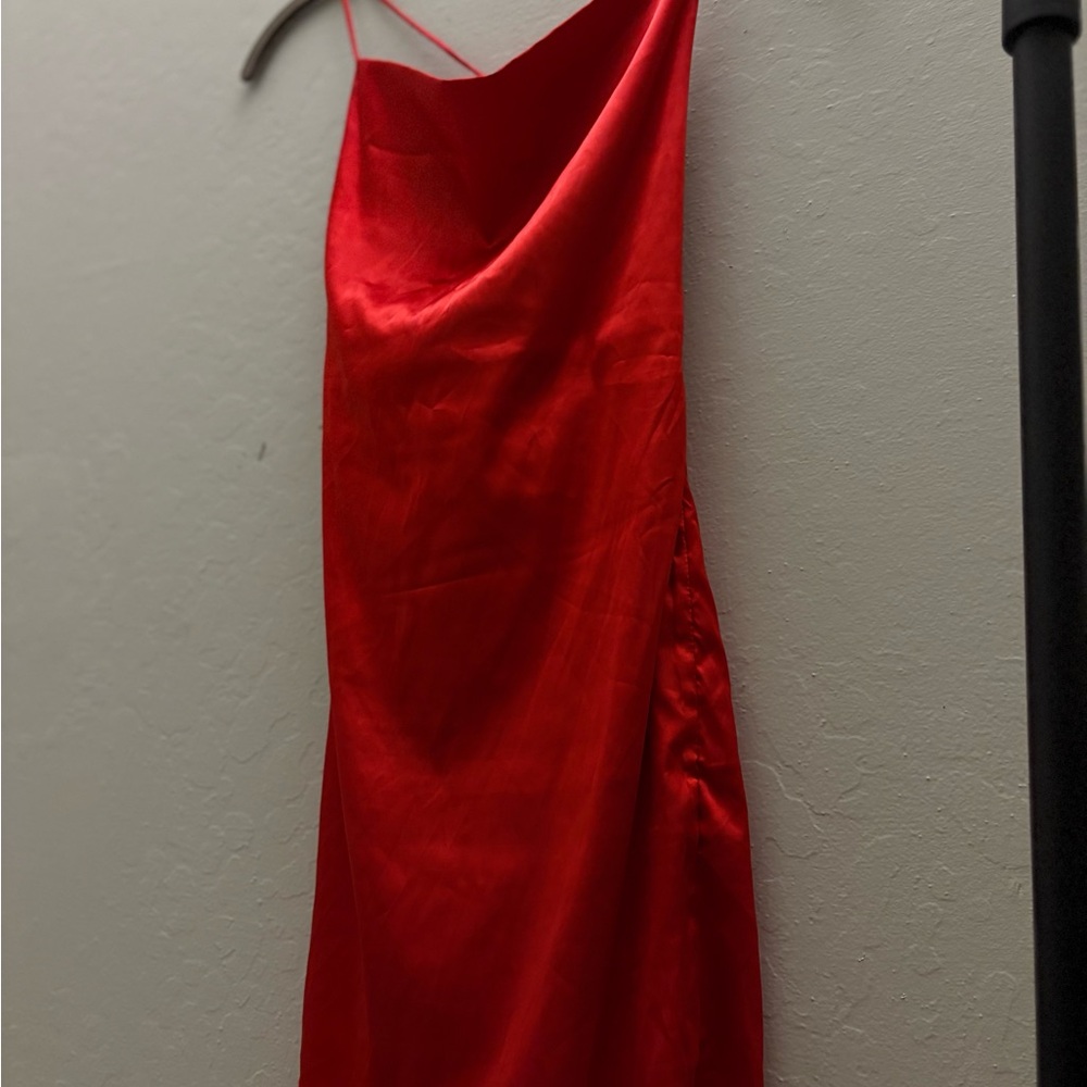 Red Lace-Up Bodycon Mini Dress